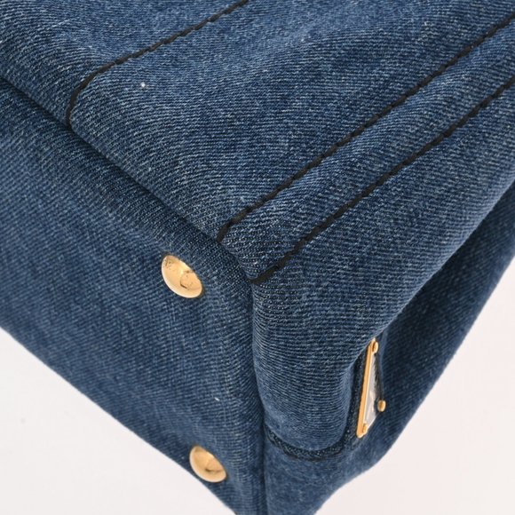 PRADA Prada Canapa Tote Blue 1BG439 Women's Denim Handbag - Picture 10 of 13